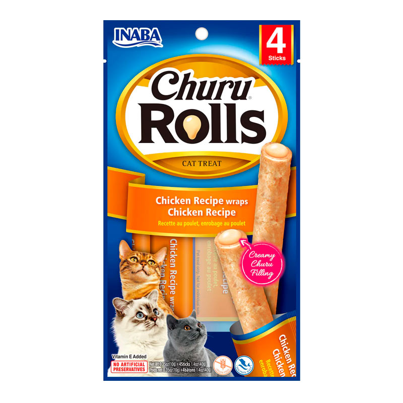 CHURU ROLLS CAT X 4 UNI POLLO X 40 GR