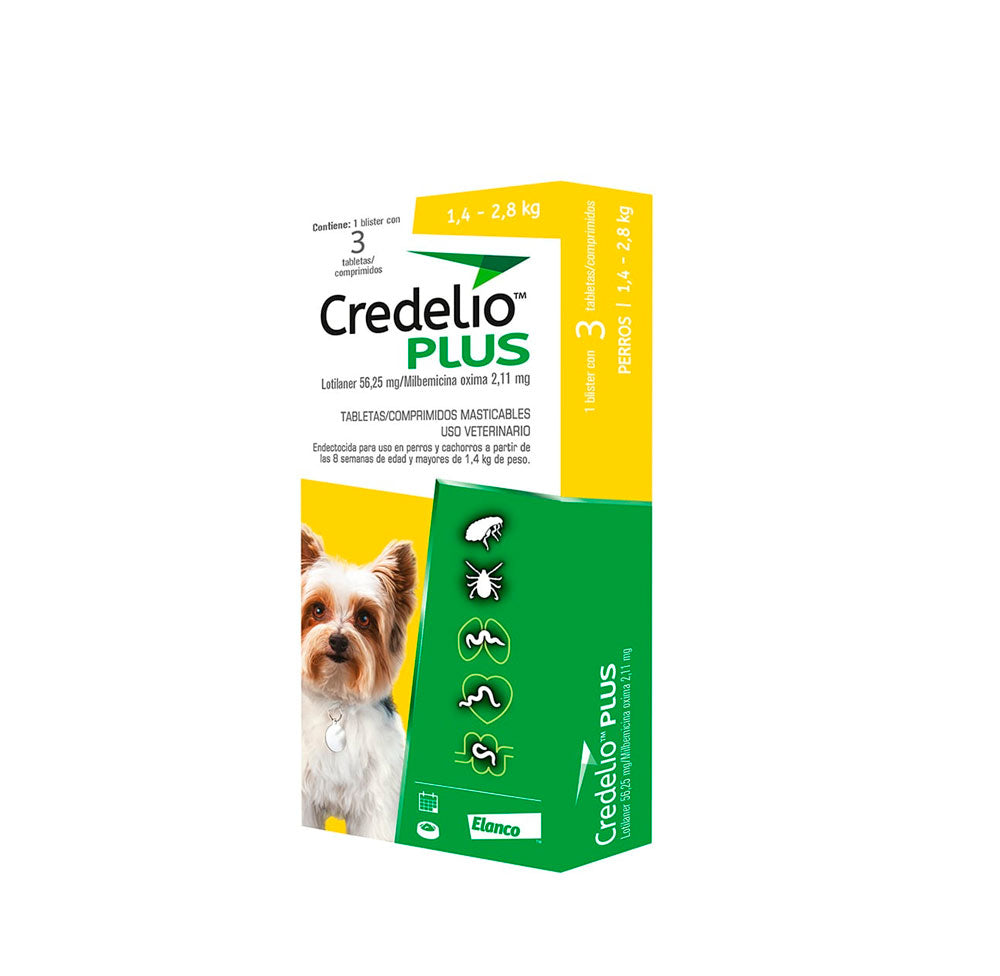 CREDELIO PLUS 56-25 MG 1.4 - 2.8 KG CAJA X 3 TAB