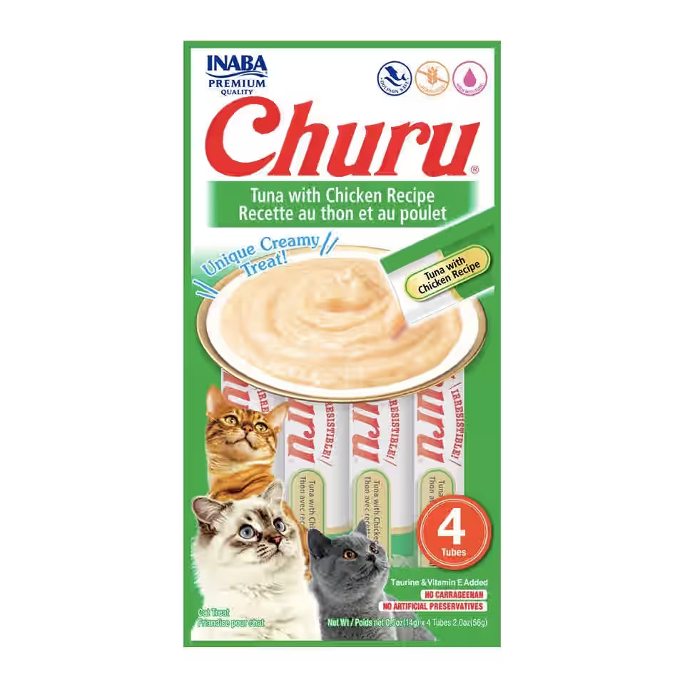 CHURU ROLLS CAT X 4 UNI POLLO Y ATUN X 40GR USA731
